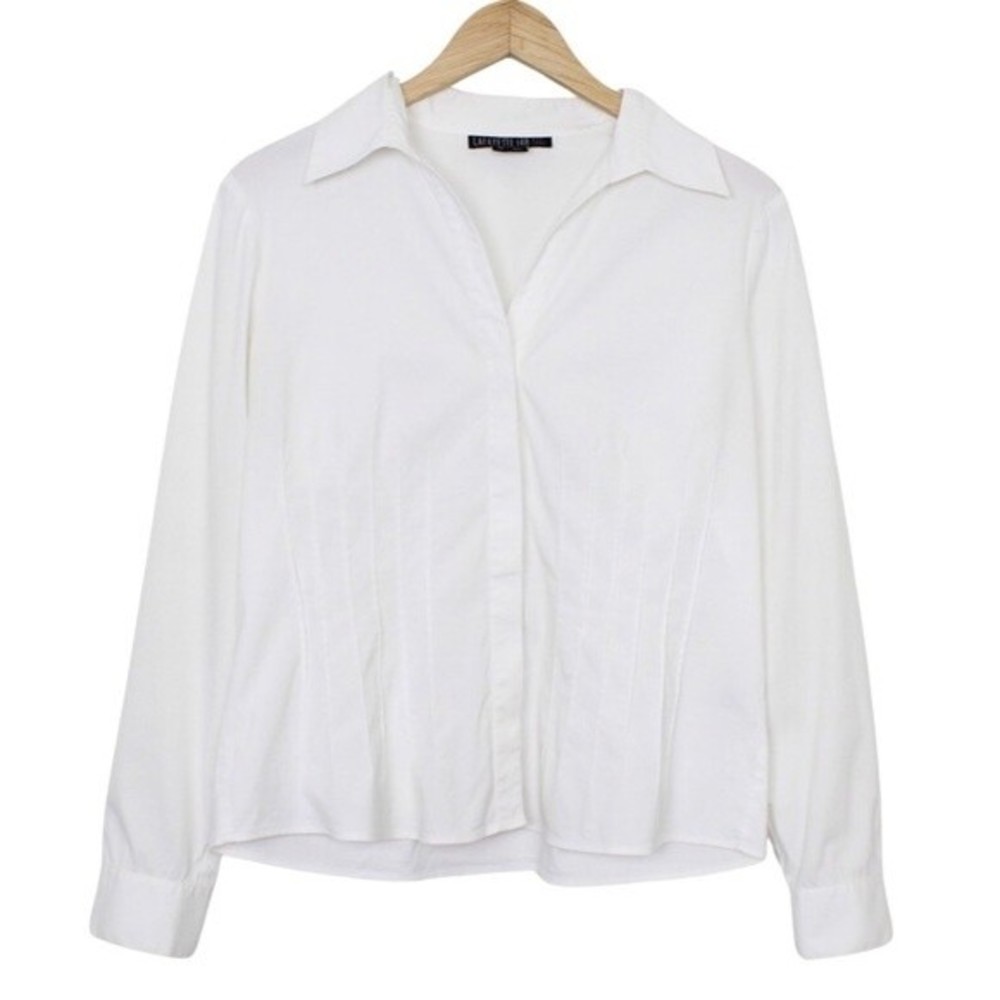Lafayette 148 White Long Sleeve Button Up Shirt